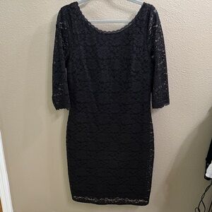 Laundry By Shelli Segal Black Lace Long Sleeve Dress